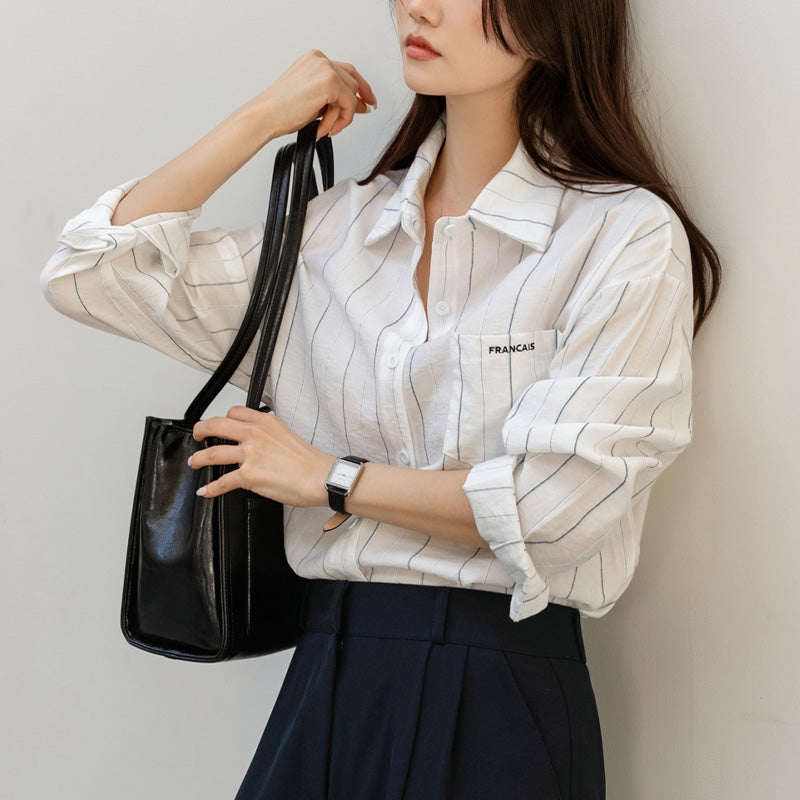 FRENCHCHIC Eline Striped Rayon Shirt_F6S261SH
