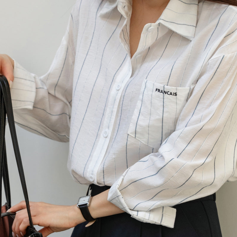 FRENCHCHIC Eline Striped Rayon Shirt_F6S261SH