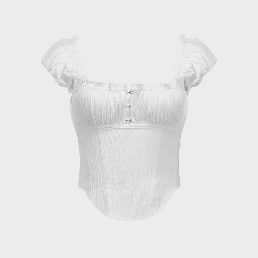 ROCKCAKE Curve Line Corset Blouse - White