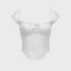 ROCKCAKE Curve Line Corset Blouse - White