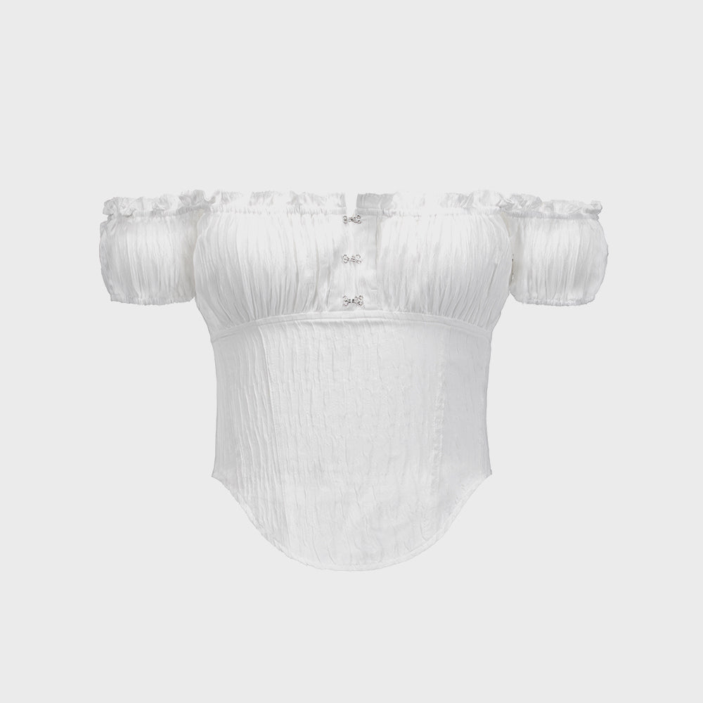 ROCKCAKE Curve Line Corset Blouse - White