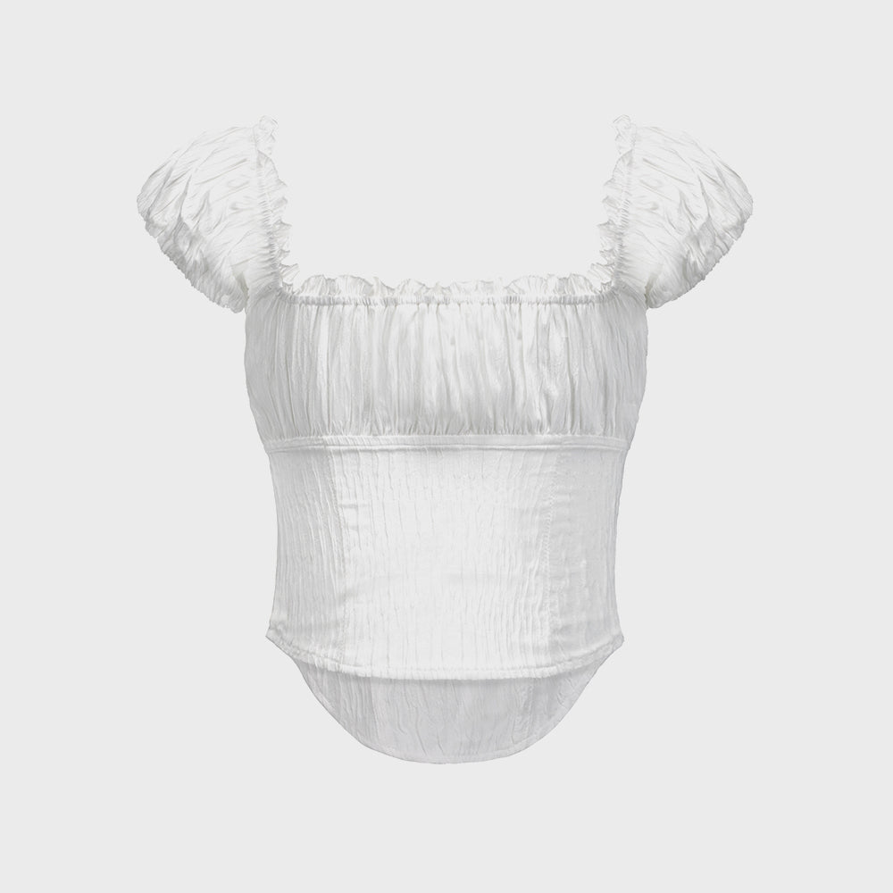ROCKCAKE Curve Line Corset Blouse - White