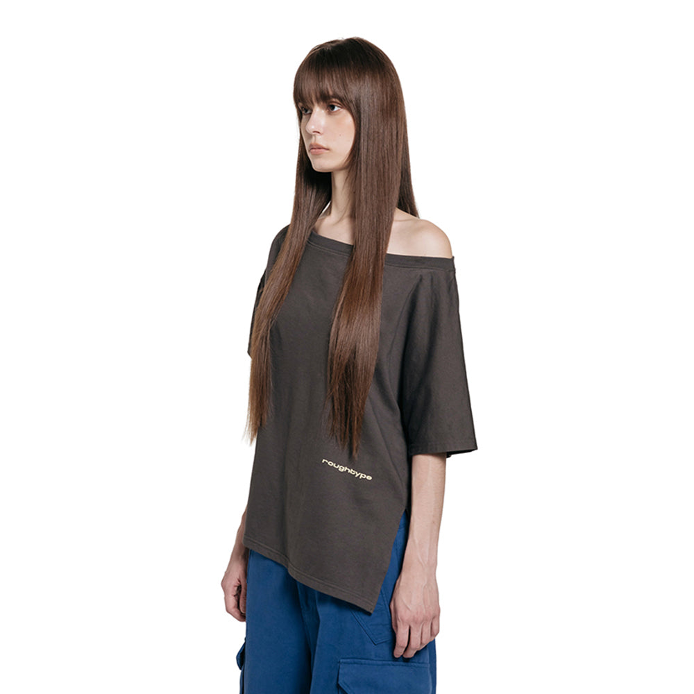 ROUGHTYPE Unbalanced Off-shoulder Short Sleeved - Charcoal