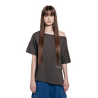ROUGHTYPE Unbalanced Off-shoulder Short Sleeved - Charcoal