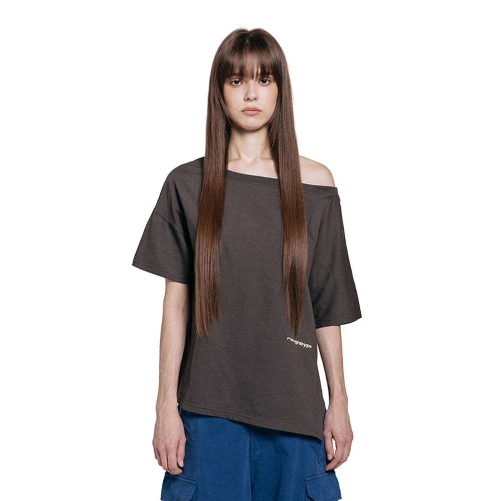 ROUGHTYPE Unbalanced Off-shoulder Short Sleeved - Charcoal