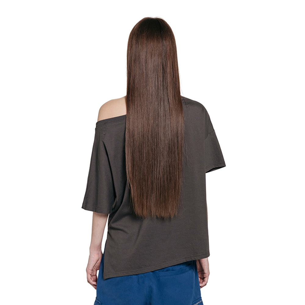 ROUGHTYPE Unbalanced Off-shoulder Short Sleeved - Charcoal