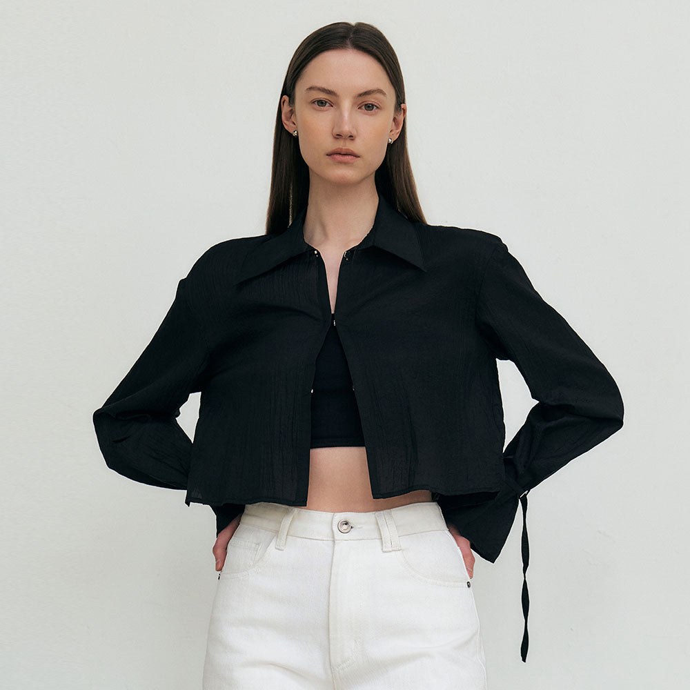 ARTID Buckle detail see-through shirt_3COLORS