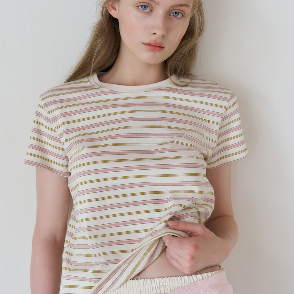 LETTERA Mini Logo Detail Stripe T-shirts