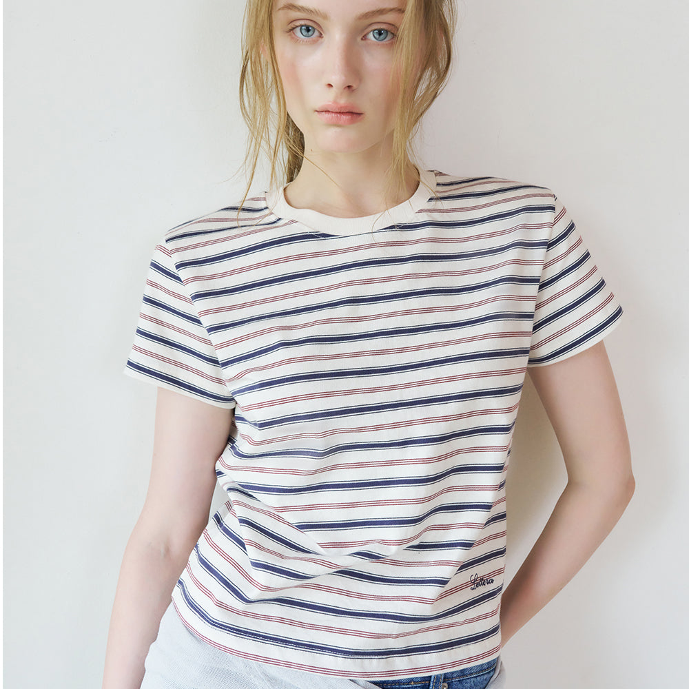 LETTERA Mini Logo Detail Stripe T-shirts