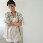NAATS Stripe sheer oversized shirt, mint gray
