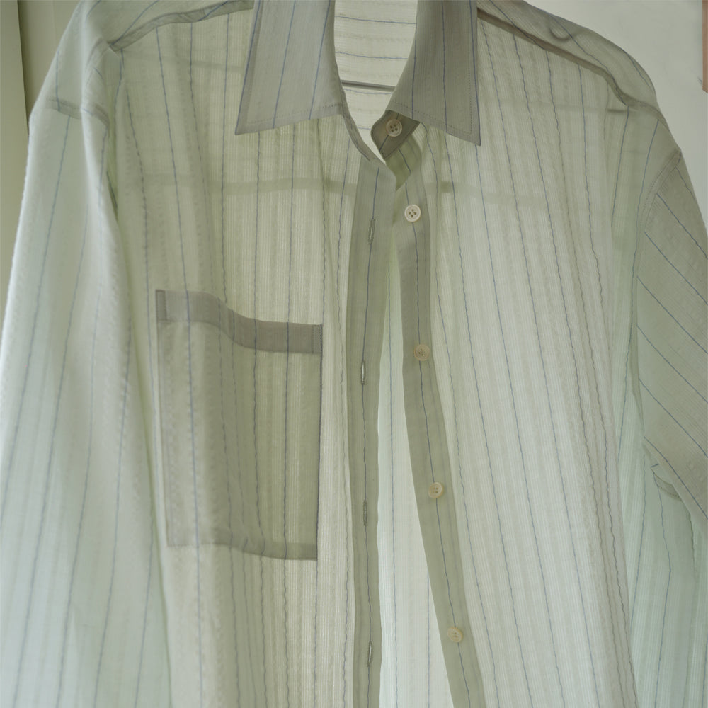 NAATS Stripe sheer oversized shirt, mint gray