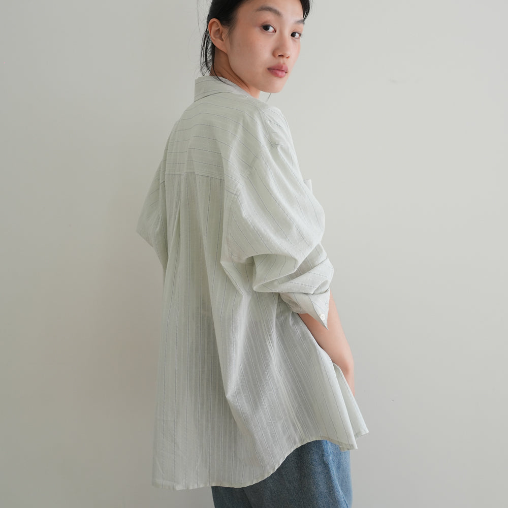 NAATS Stripe sheer oversized shirt, mint gray