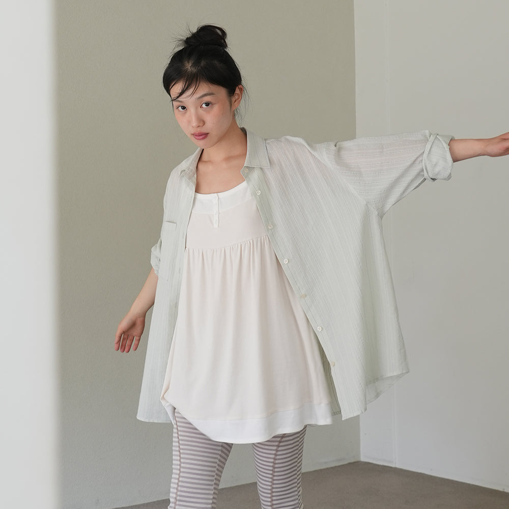 NAATS Stripe sheer oversized shirt, mint gray