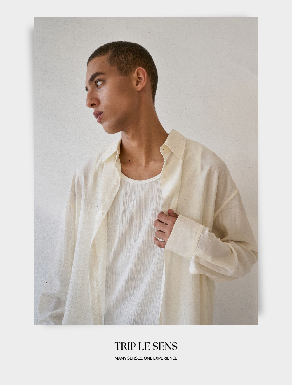 TRIP LE SENS Steady Summer Pleated Overshirt_Cream Ivory