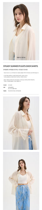 TRIP LE SENS Steady Summer Pleated Overshirt_Cream Ivory