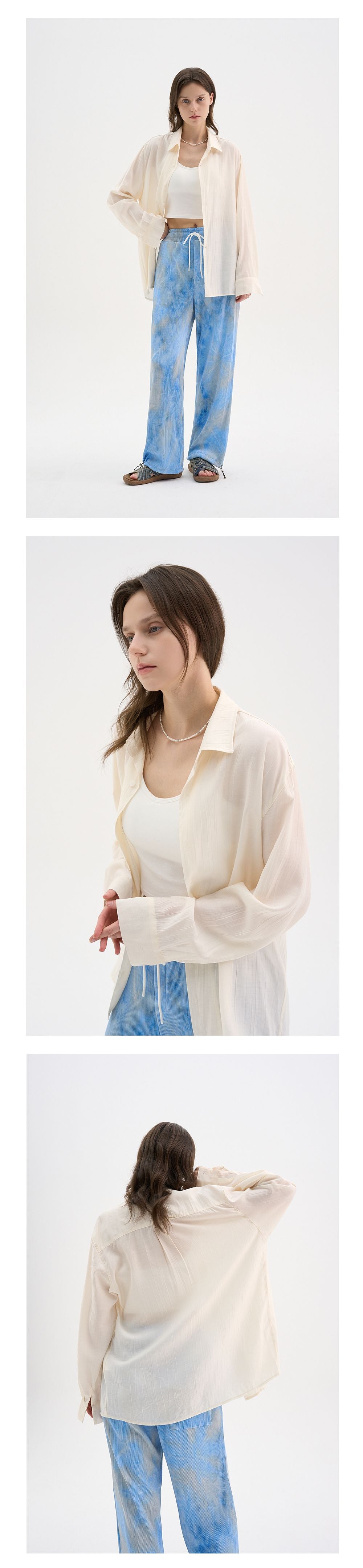 TRIP LE SENS Steady Summer Pleated Overshirt_Cream Ivory