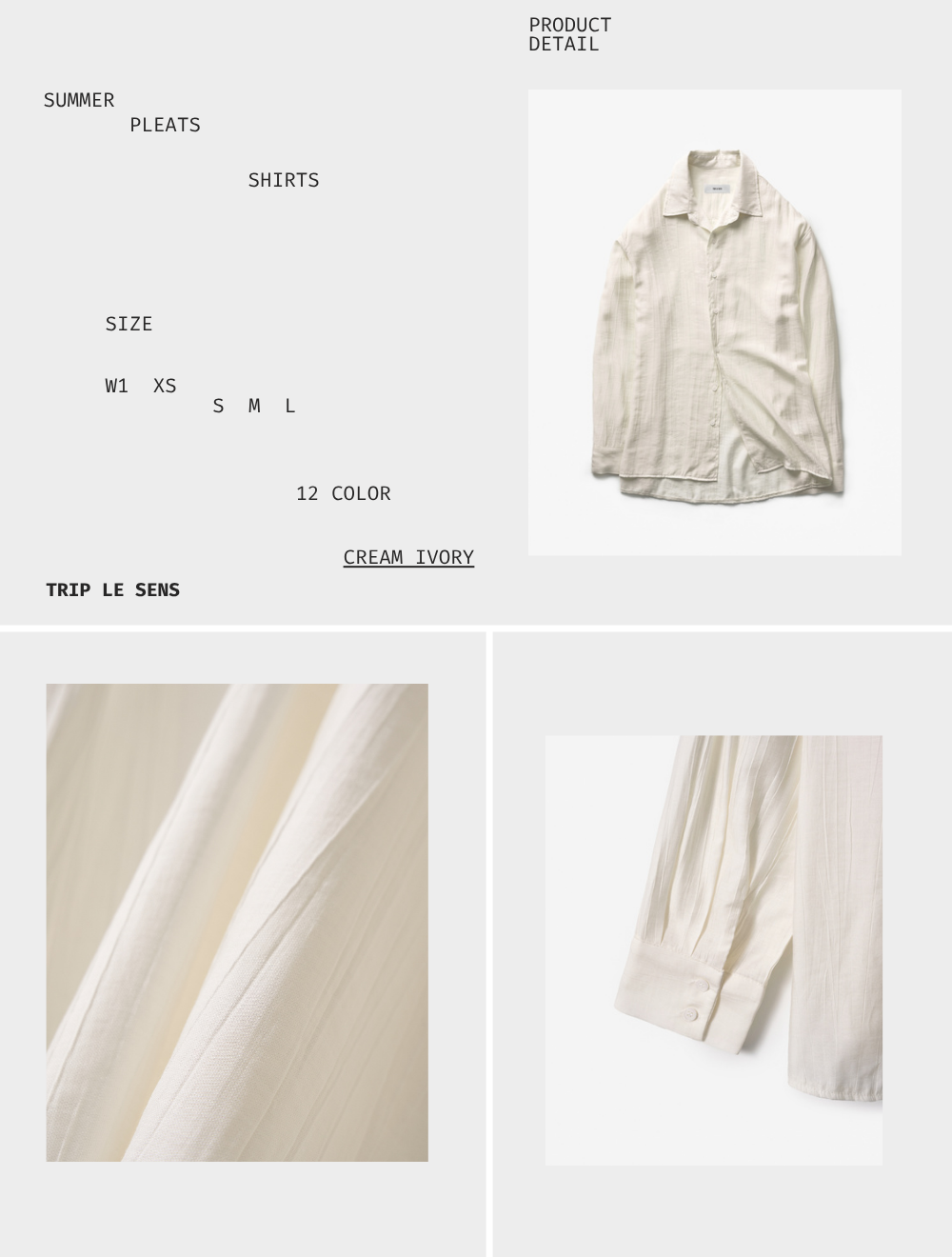 TRIP LE SENS Steady Summer Pleated Overshirt_Cream Ivory