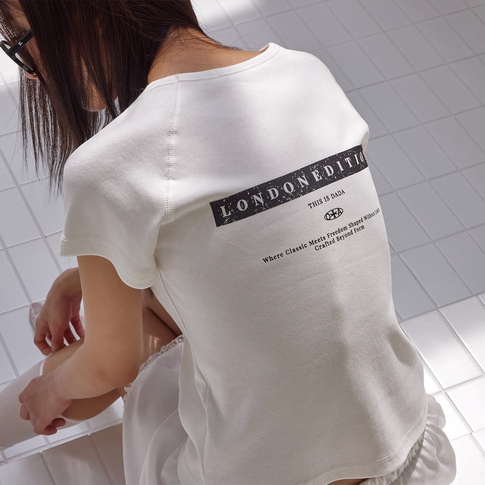 LONDONDADA London Edition Raglan Crop T-Shirt, WHITE