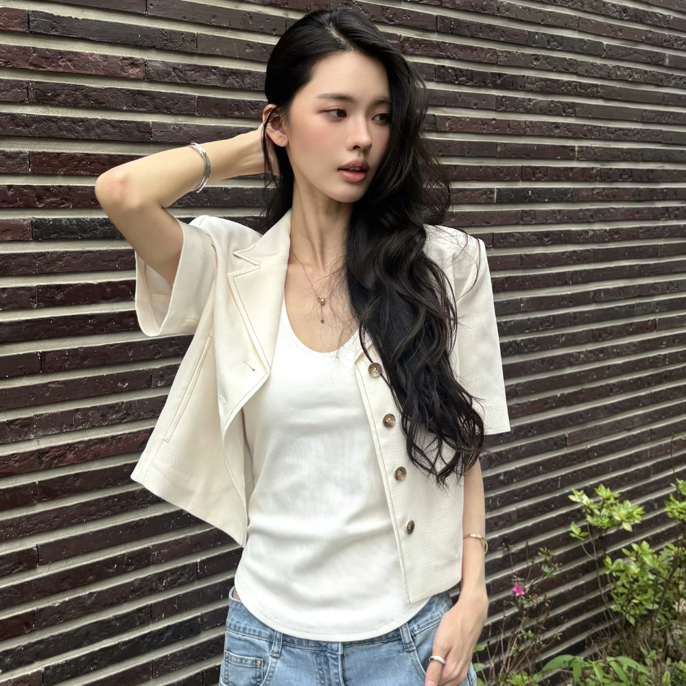 Merci Anne s [Pearl PICK] Basic halter sleeveless with built-in cap_MC4STF2