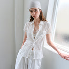 AUBOUR ripple half shirts (ivory)