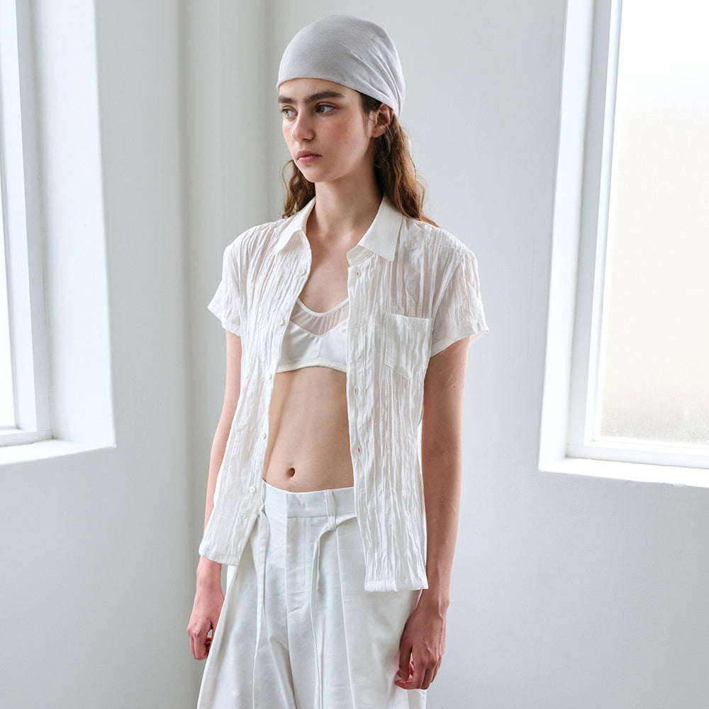 AUBOUR ripple half shirts (ivory)