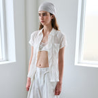 AUBOUR ripple half shirts (ivory)