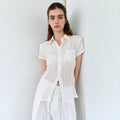 AUBOUR ripple half shirts (ivory)