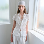 AUBOUR ripple half shirts (ivory)