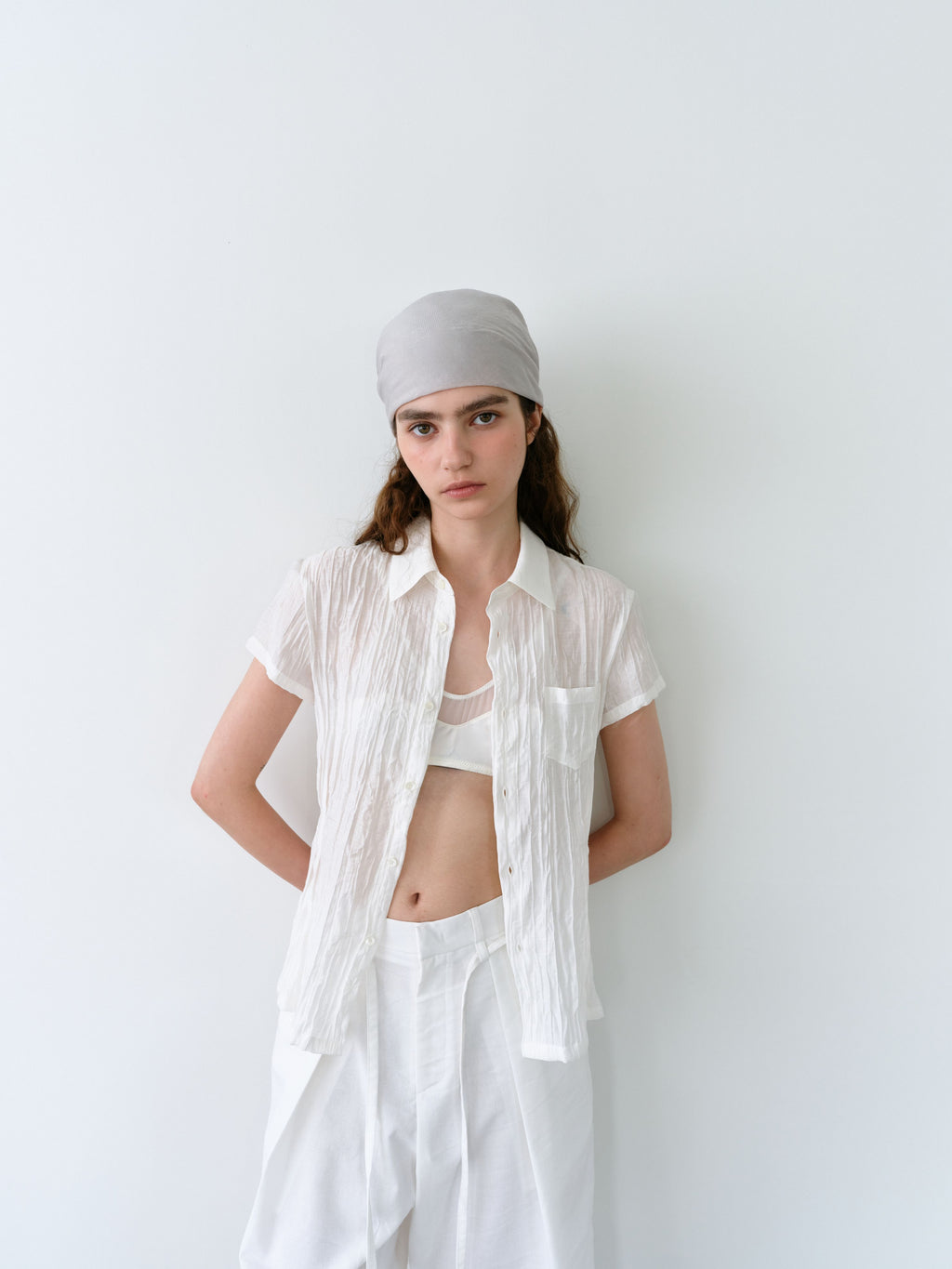 AUBOUR ripple half shirts (ivory)