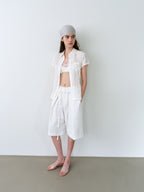 AUBOUR ripple half shirts (ivory)