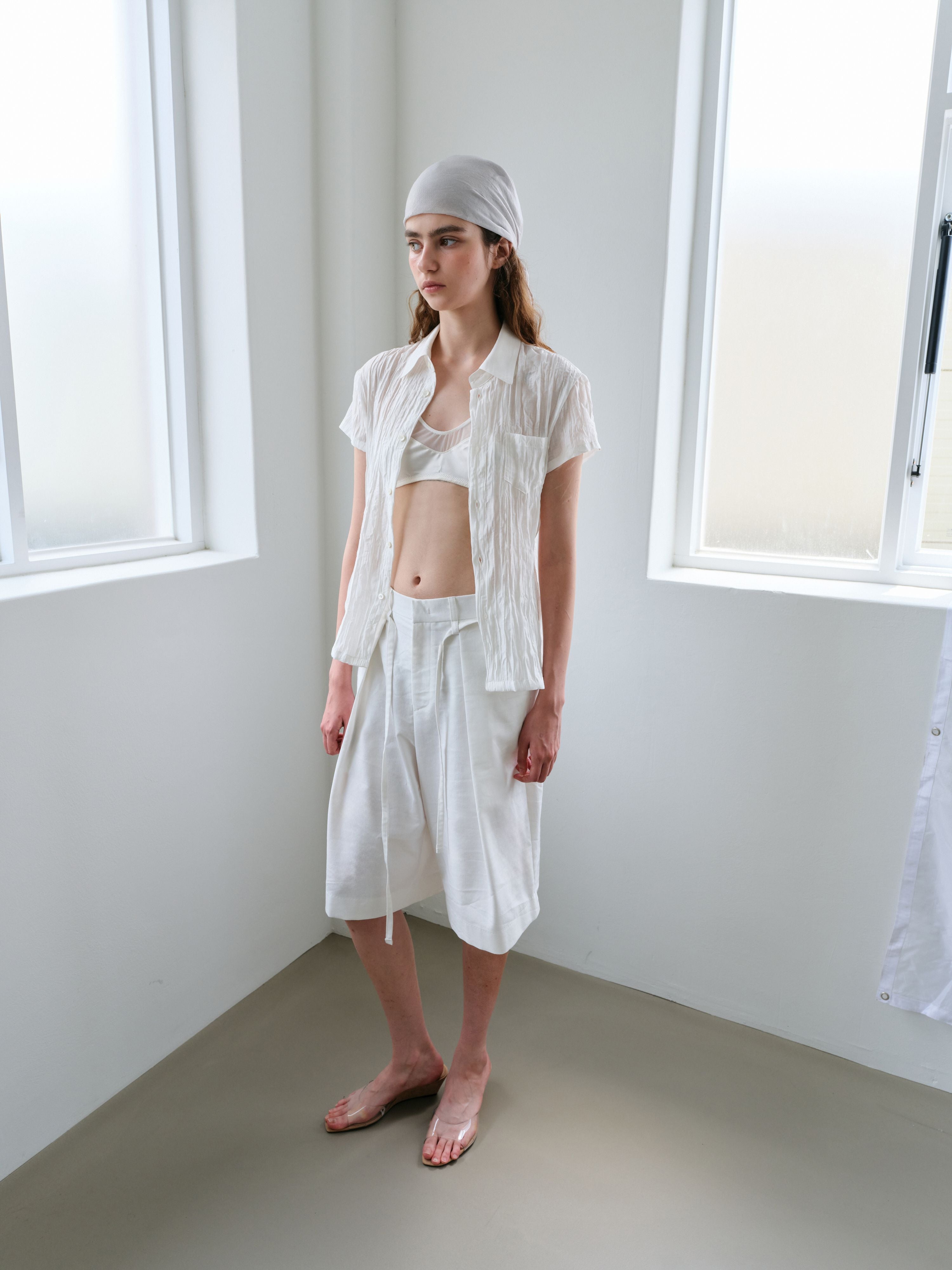 AUBOUR ripple half shirts (ivory)