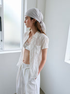 AUBOUR ripple half shirts (ivory)
