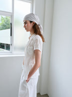 AUBOUR ripple half shirts (ivory)
