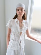 AUBOUR ripple half shirts (ivory)