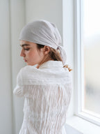 AUBOUR ripple half shirts (ivory)