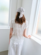 AUBOUR ripple half shirts (ivory)