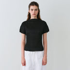 AUBOUR pleats seam half blouse (black)