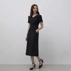 IT MICHAA Itmissha open collar feminine blouse ITQ8ZBL430 (BLACK)