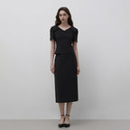 IT MICHAA Itmissha open collar feminine blouse ITQ8ZBL430 (BLACK)