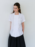 AUBOUR overlap half shirt (white stripe)