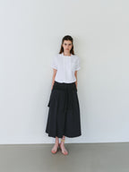 AUBOUR overlap half shirt (white stripe)