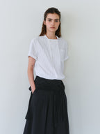 AUBOUR overlap half shirt (white stripe)