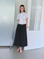 AUBOUR overlap half shirt (white stripe)