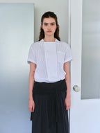 AUBOUR overlap half shirt (white stripe)