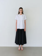 AUBOUR overlap half shirt (white stripe)