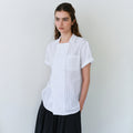 AUBOUR overlap half shirt (white stripe)