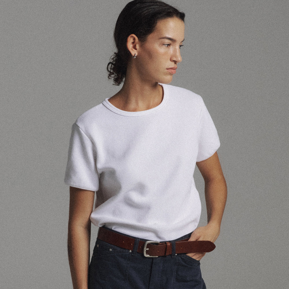 PORETTO Chico waffle tee (White)
