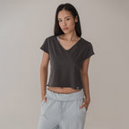 HTAMOODE SILKET V-NECK COVER-UP_CHARCOAL