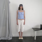 APPAREL ARCHIVE Marina gingham smocked top - Skyblue