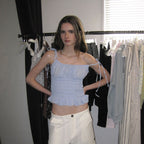 APPAREL ARCHIVE Marina gingham smocked top - Skyblue